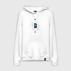 Толстовка-худи хлопковая женская Космический медведь, цвет: белый