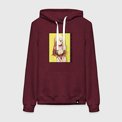 Толстовка-худи хлопковая женская Фарфоровая кукла влюбилась - Марин, цвет: меланж-бордовый
