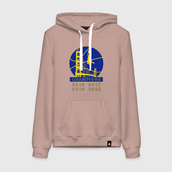 Толстовка-худи хлопковая женская Champions - Warriors, цвет: пыльно-розовый