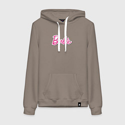 Толстовка-худи хлопковая женская Barbie logo, цвет: утренний латте