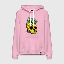 Толстовка-худи хлопковая женская Череп-ананас Лето, цвет: светло-розовый