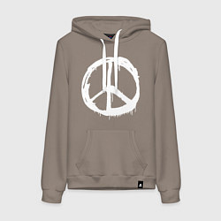 Толстовка-худи хлопковая женская Pacific symbol white, цвет: утренний латте