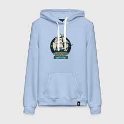 Толстовка-худи хлопковая женская Большой пиратский корабль, цвет: мягкое небо