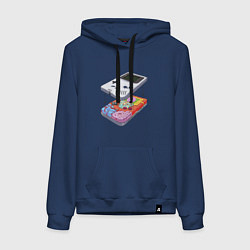 Толстовка-худи хлопковая женская Game boy insides, цвет: тёмно-синий