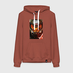 Толстовка-худи хлопковая женская Doom eternal - poster, цвет: кирпичный