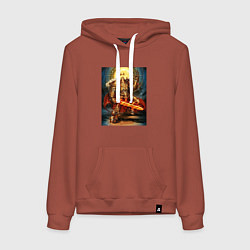 Толстовка-худи хлопковая женская Император человечества, цвет: кирпичный