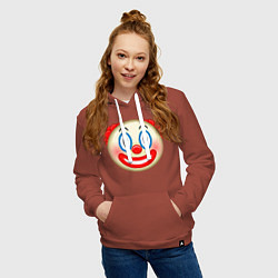 Толстовка-худи хлопковая женская Эмодзи Клоун, цвет: кирпичный — фото 2