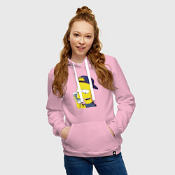 Толстовка-худи хлопковая женская Барт Симпсон разговаривает по мобиле, цвет: светло-розовый — фото 2