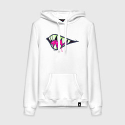 Толстовка-худи хлопковая женская Улыбка чудовища, цвет: белый