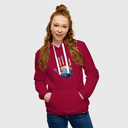 Толстовка-худи хлопковая женская Отпечаток ладони Кратоса, цвет: маджента — фото 2