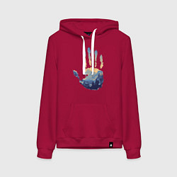 Толстовка-худи хлопковая женская Отпечаток ладони Кратоса, цвет: маджента