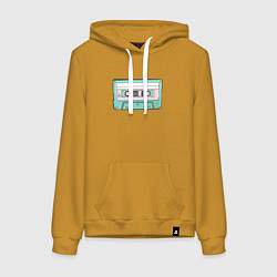 Толстовка-худи хлопковая женская Музыкальная кассета - олды поймут, цвет: горчичный