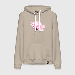Толстовка-худи хлопковая женская Цветок ласки и нежности, цвет: миндальный