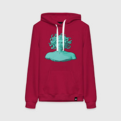 Толстовка-худи хлопковая женская Девушка со змеями, цвет: маджента