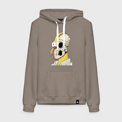 Толстовка-худи хлопковая женская Череп Гомера Симпсона - Hype, цвет: утренний латте