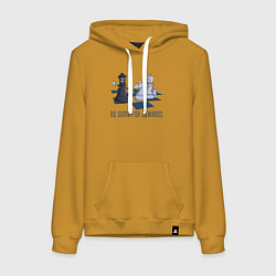 Толстовка-худи хлопковая женская Нет игры для трусов шахматы, цвет: горчичный