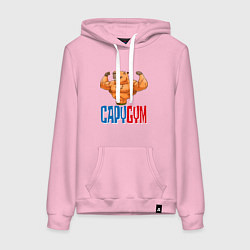 Толстовка-худи хлопковая женская CapyGYM - лучший бодибилдинг, цвет: светло-розовый