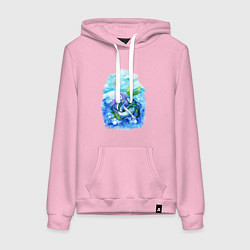 Толстовка-худи хлопковая женская Русалочка и бабочка, цвет: светло-розовый