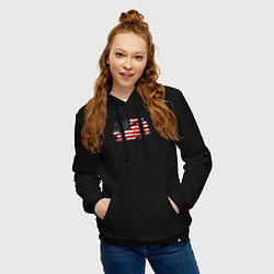 Толстовка-худи хлопковая женская Флаг США с хоккеистом, цвет: черный — фото 2