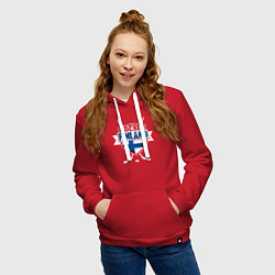 Толстовка-худи хлопковая женская Хоккей Финляндия, цвет: красный — фото 2