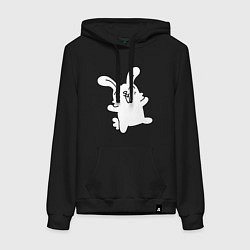 Толстовка-худи хлопковая женская Happy Bunny, цвет: черный