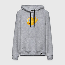 Толстовка-худи хлопковая женская Эмодзи - ОК, цвет: меланж