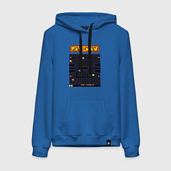 Толстовка-худи хлопковая женская Pac-Man на ZX-Spectrum, цвет: синий