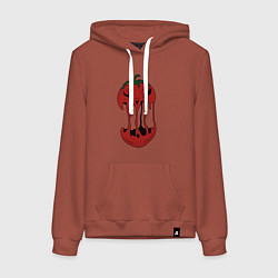 Толстовка-худи хлопковая женская Агрессивный красный помидор, цвет: кирпичный