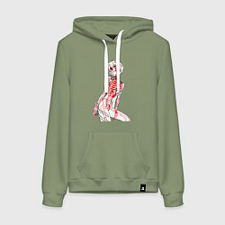 Толстовка-худи хлопковая женская Просто Рей Аянами - Ева, цвет: авокадо