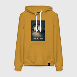 Толстовка-худи хлопковая женская X - Files poster, цвет: горчичный