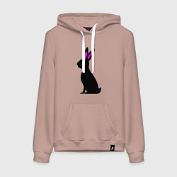 Толстовка-худи хлопковая женская Черный кролик, цвет: пыльно-розовый