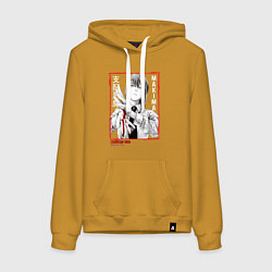 Толстовка-худи хлопковая женская Макима Человек Бензопила, цвет: горчичный