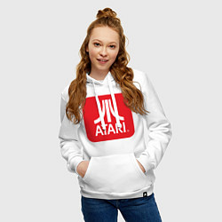 Толстовка-худи хлопковая женская Atari logo, цвет: белый — фото 2