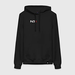 Толстовка-худи хлопковая женская Логотип N7, цвет: черный