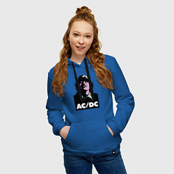 Толстовка-худи хлопковая женская Angus young - ACDC, цвет: синий — фото 2