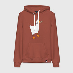 Толстовка-худи хлопковая женская Опасный гусь, цвет: кирпичный