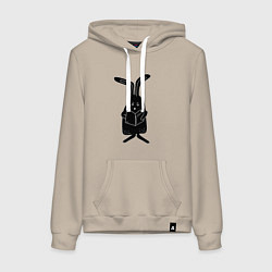 Толстовка-худи хлопковая женская Кролик пишет список дел, цвет: миндальный