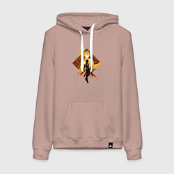 Толстовка-худи хлопковая женская Силуэт Чжун Ли, цвет: пыльно-розовый