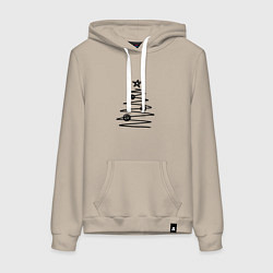 Толстовка-худи хлопковая женская Новогодняя графичная ёлка, цвет: миндальный