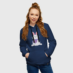 Толстовка-худи хлопковая женская Серый кролик, цвет: тёмно-синий — фото 2