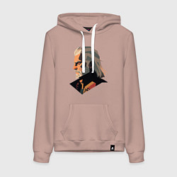 Толстовка-худи хлопковая женская The Witcher, цвет: пыльно-розовый