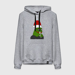 Толстовка-худи хлопковая женская Новогодний пепе, цвет: меланж