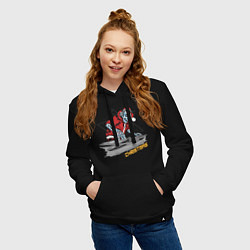 Толстовка-худи хлопковая женская Christmas DJ, цвет: черный — фото 2