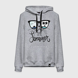 Толстовка-худи хлопковая женская Summer - time, цвет: меланж