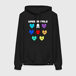 Толстовка-худи хлопковая женская Undertale - души 8 людей, цвет: черный