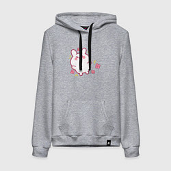 Толстовка-худи хлопковая женская Зайка и цветочки, цвет: меланж