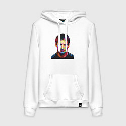 Толстовка-худи хлопковая женская Face Messi, цвет: белый