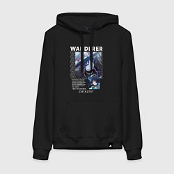 Толстовка-худи хлопковая женская Wanderer Странник, цвет: черный