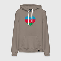 Толстовка-худи хлопковая женская Сердце Азербайджана, цвет: утренний латте