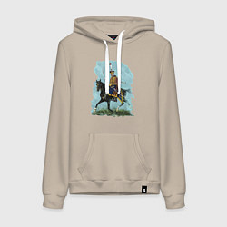 Толстовка-худи хлопковая женская Вахмистр Ахтырского гусарского полка 1811 - 1813 г, цвет: миндальный